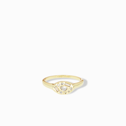 multi shape pave signet ring